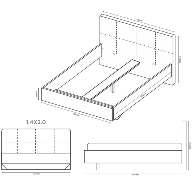 Кровать без каркаса 1,4х2,0 Фемели Джуниор / Family Junior Глянец Белый MiroMark FM-134-WB