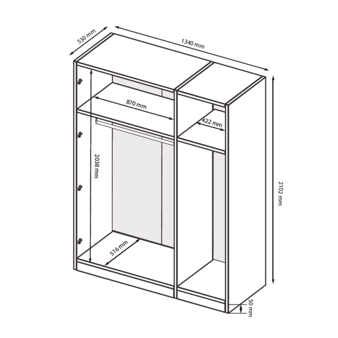 Шкаф Корпус 3Дв Идея / Idea Глянец Белый MiroMark ID-13-WB
