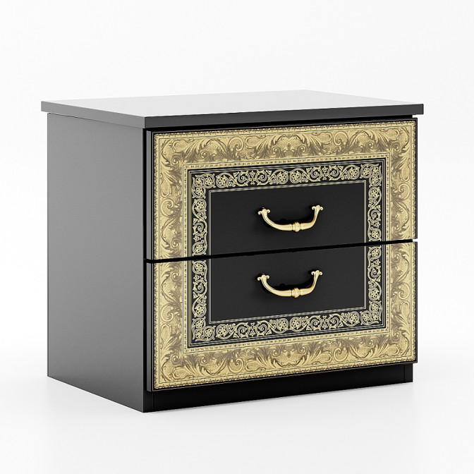 Тумба прикроватная 2Ящ Дженнифер / Jennifer Глянец Чёрный MiroMark JF-52-RB/BL