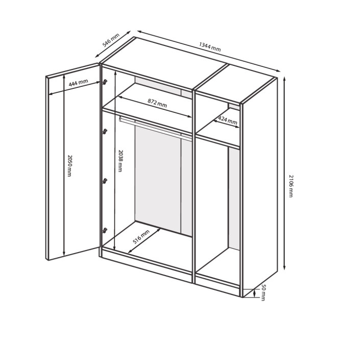 Шафа 3Дв із дзеркалом Тоффі / Toffee Супермат Тоффі - Горіх Макадамія MiroMark TF-13-TF