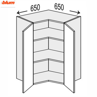 Кухонная секция Валенсия верхняя Угол В 90° 650х650/720 2дв Pro Blum VL-494W/9003 MiroMark