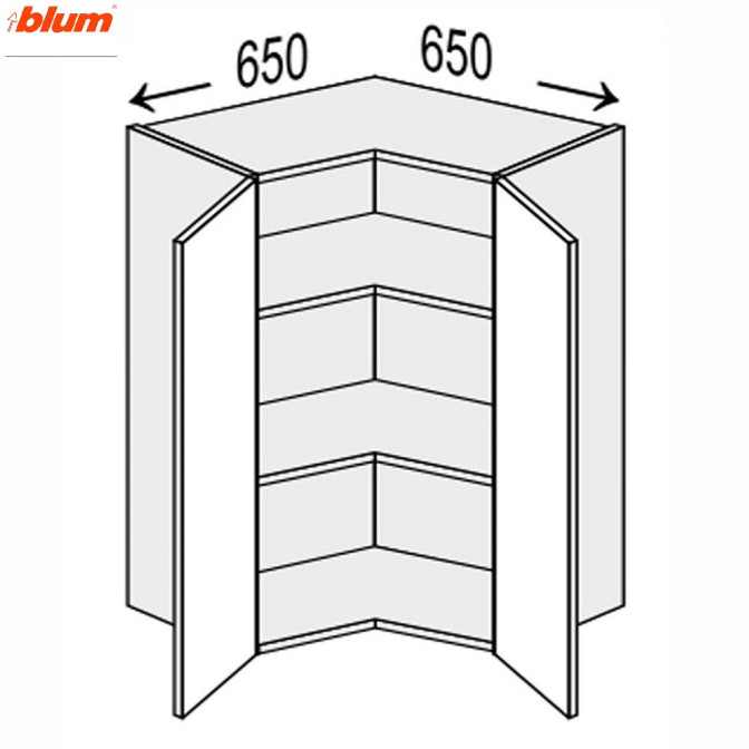 Кухонная секция Валенсия верхняя Угол В 90° 650х650/720 2дв Pro Blum VL-494W/9003 MiroMark