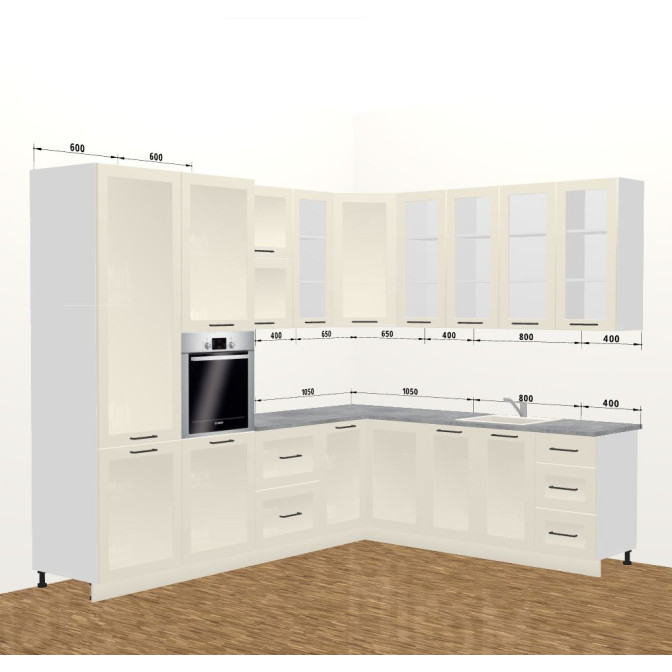 Кухня Вінтаж 3,8 м 900 Вітрина Стандарт MiroMark