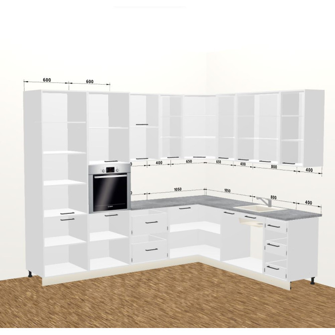 Кухня Вінтаж 3,8 м 900 Вітрина Стандарт MiroMark