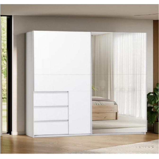 Шафа-купе 2.5м 2Дв із дзеркалом Вільма / Wilma Білий MiroMark WL-25-WB