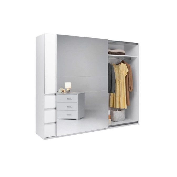 Шафа-купе 2.5м 2Дв із дзеркалом Вільма / Wilma Білий MiroMark WL-25-WB
