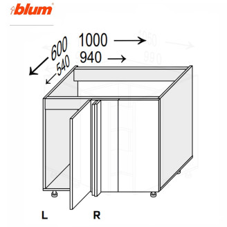 Кухонная секция Миллениум WG нижняя Угол Н 90° 1000х600/820 1дв Pro Blum Правая ML-099W/01R MiroMark Кухонная секция Миллениум WG нижняя Угол Н 90° 1000х600/820 1дв Pro Blum Правая ML-099W/01R MiroMark