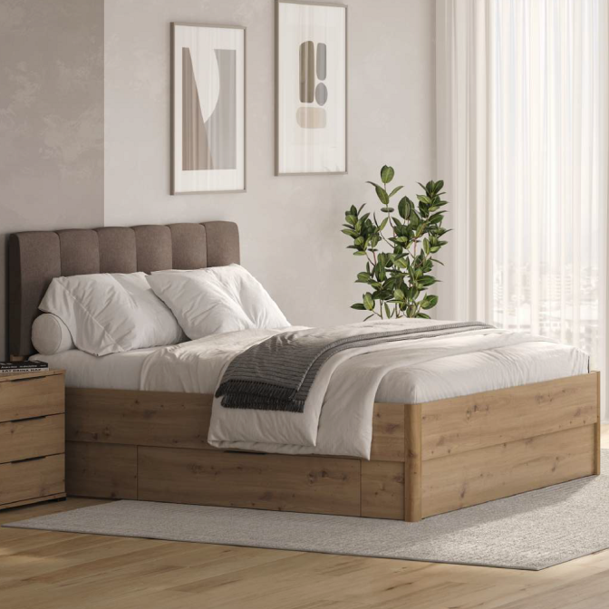 Кровать с ящиками для белья 1,2х2,0 Тедди / Teddy Дуб Артизан MiroMark TD-32-OA