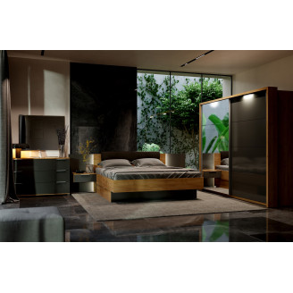 Модульная спальня Луна / Luna Дуб Крафт – Мат Лава MiroMark