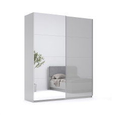 Шкаф-купе с зеркалом 2,0х2,4 Меги / Megy Глянец Шиншила Серая MiroMark MG-20-GG