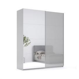 Шафа-купе із дзеркалом 2,0х2,4 Меги / Megy Глянець Шиншила Сіра MiroMark MG-20-GG