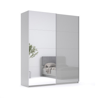 Шкаф-купе с зеркалом 2,0х2,4 Меги / Megy Глянец Шиншила Серая MiroMark MG-20-GG