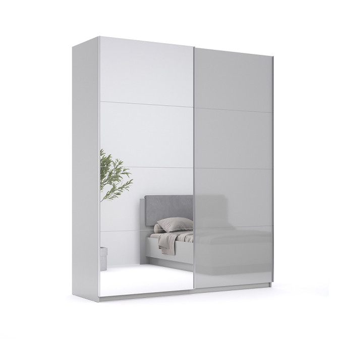 Шкаф-купе с зеркалом 2,0х2,4 Меги / Megy Глянец Шиншила Серая MiroMark MG-20-GG