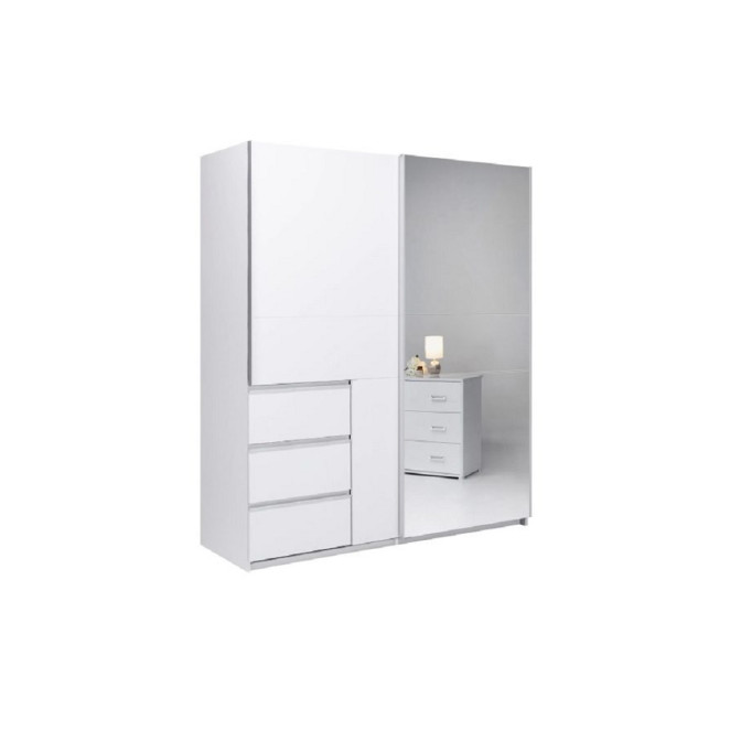Шафа-купе 1.75м 2Дв із дзеркалом Вільма / Wilma Білий MiroMark WL-17-WB