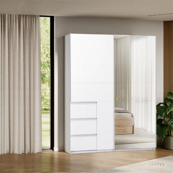 Шафа-купе 1.75м 2Дв із дзеркалом Вільма / Wilma Білий MiroMark WL-17-WB