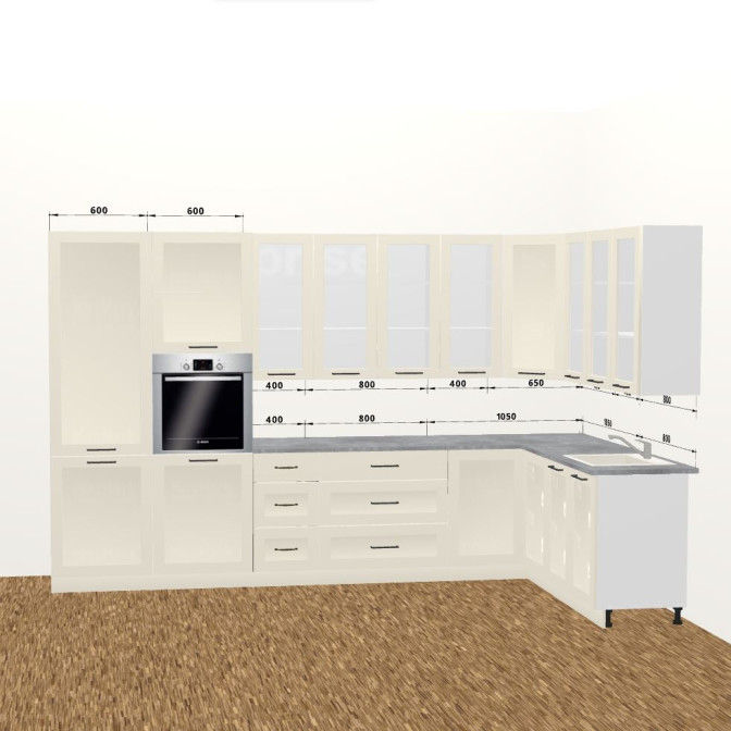 Кухня Вінтаж 4,0 м 900 Вітрина Pro MiroMark