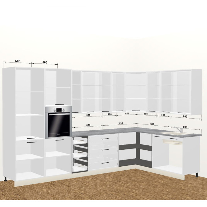 Кухня Вінтаж 4,0 м 900 Вітрина Pro MiroMark