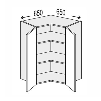Кухонная секция Мери верхняя Угол В 90° 650х650/720 2дв MR-492W/9003gl MiroMark Кухонная секция Мери верхняя Угол В 90° 650х650/720 2дв MR-492W/9003gl MiroMark