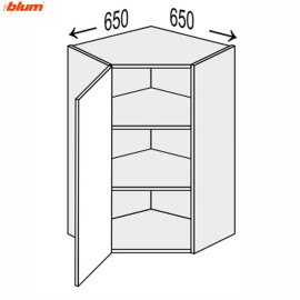 Кухонная секция Винтаж верхняя Угол В 45° 650х650/900 1дв Pro Blum VN-593W/9003 MiroMark