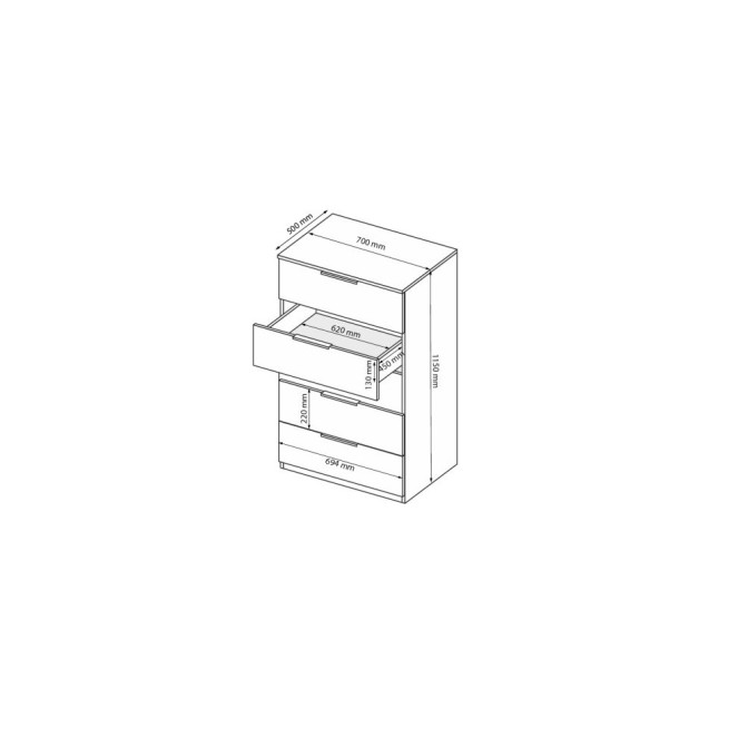 Комод 5Ящ Мила / Mila Глянец Белый MiroMark MA-65-WB