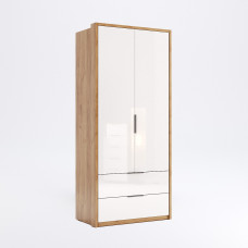 Шкаф 2Дв 2Ящ без зеркал Асти / Asti Глянец Белый - Дуб Крафт MiroMark AS-12-WB