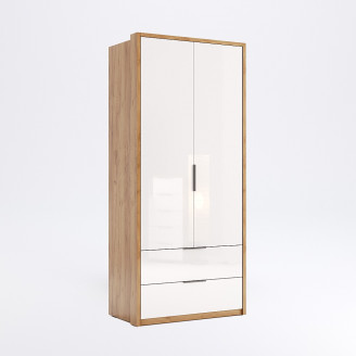 Шафа 2Дв 2Ящ без дзеркал Асті / Asti Глянець Білий - Дуб Крафт MiroMark AS-12-WB