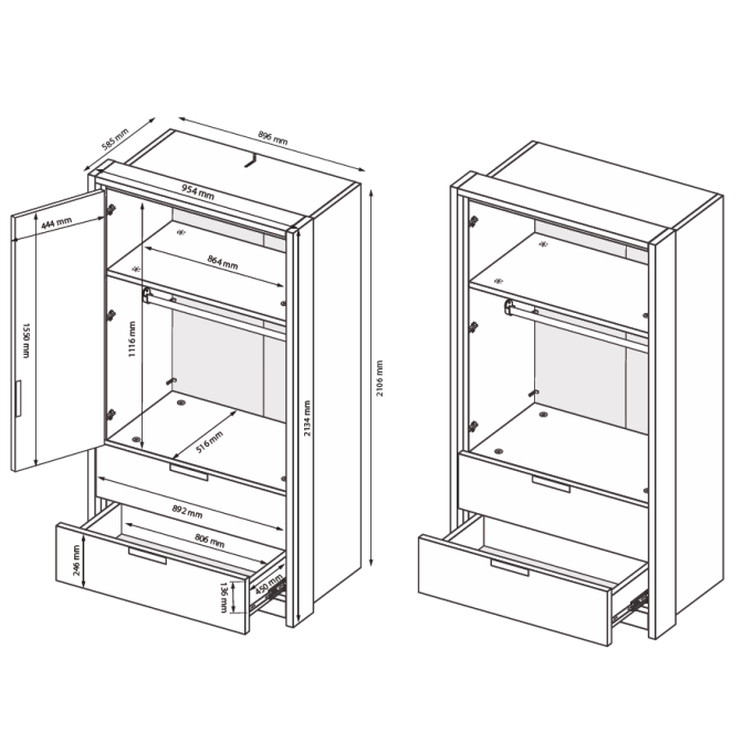 Шкаф Асти 2Дв 2Шх без зеркал MiroMark купить