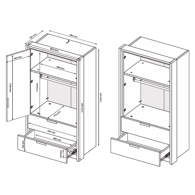 Шкаф Луна 2Дв2Шх MiroMark купить
