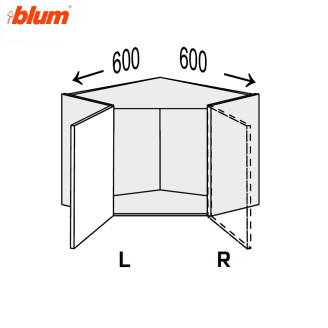 Кухонная секция Миллениум WG верхняя Угол В 45° 600х600/360 1дв Pro Blum Левая ML-193W/01L MiroMark Кухонная секция Миллениум WG верхняя Угол В 45° 600х600/360 1дв Pro Blum Левая ML-193W/01L MiroMark