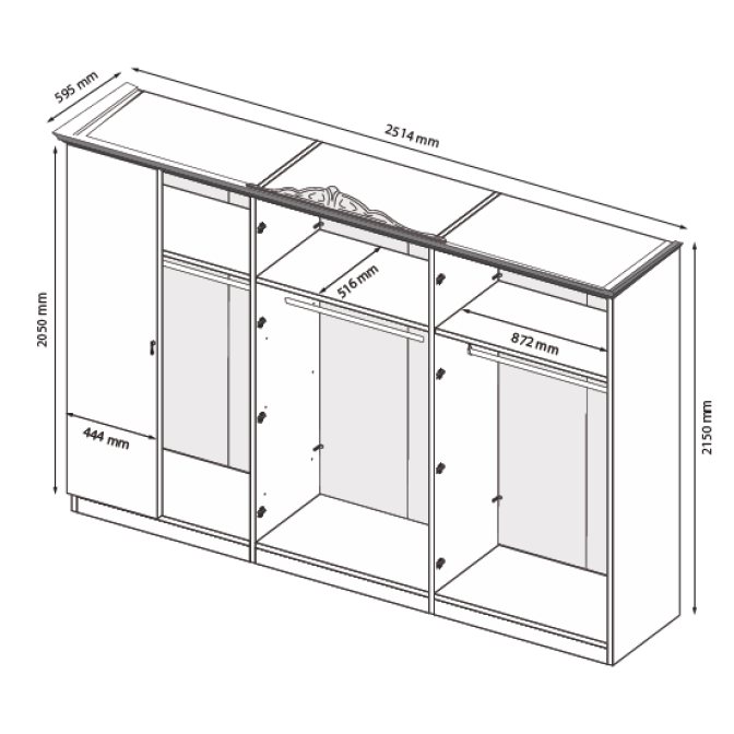 Шкаф Дженнифер 6Д с зеркалом Радика беж MiroMark купить