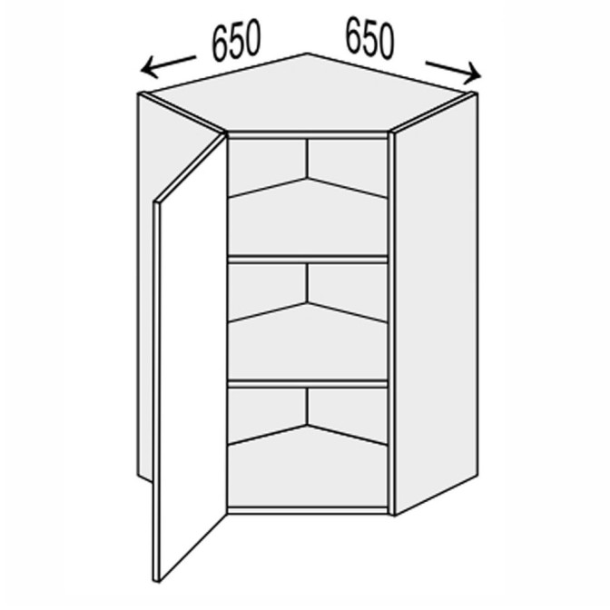 Кухонная секция Винтаж верхняя Угол В 45° 650х650/900 1дв VN-591W/9003 MiroMark
