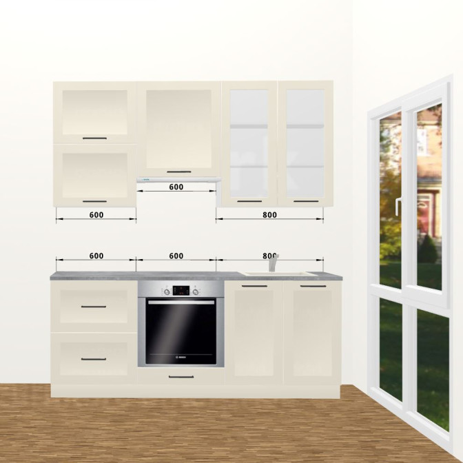 Кухня Вінтаж 2,0 м В 900 Вітрина Стандарт MiroMark