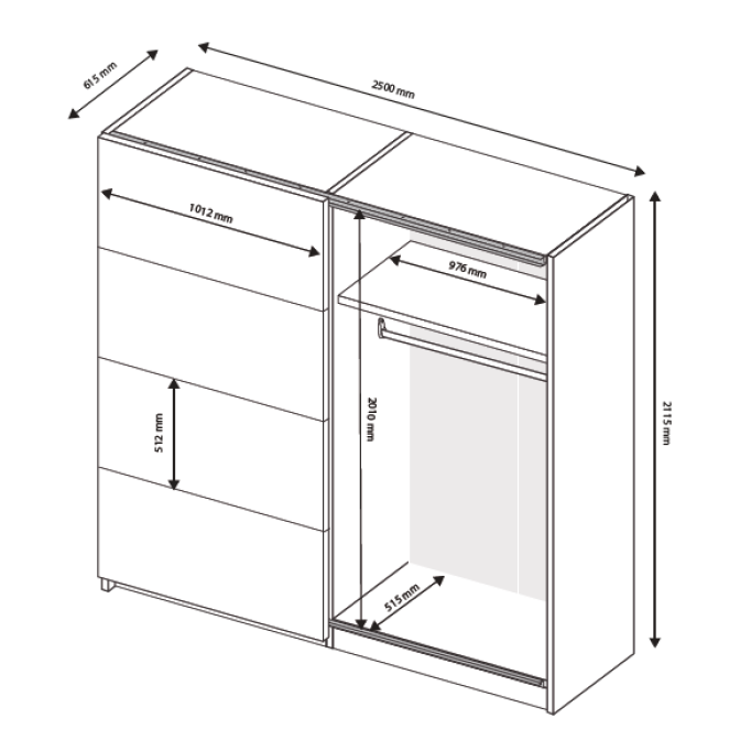 Шафа-купе 2500*2100 Рамона / Ramona Дуб Крафт - Мат Лава MiroMark RA-21-LV