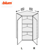 Кухонная секция Миллениум верхняя Угол В 45° 650х650/900 1дв Pro Blum Левая ML-593W/9003L MiroMark