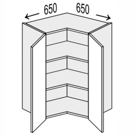 Кухонна секція Глорі верхня кут 90° 650х650/720 2дв GL-492W/01 MiroMark