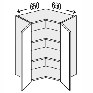 Кухонна секція Глорі верхня кут 90° 650х650/720 2дв GL-492W/01 MiroMark