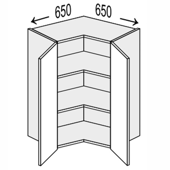 Кухонная секция Глори верхняя угол В 90° 650х650/720 2дв GL-492W/01 MiroMark