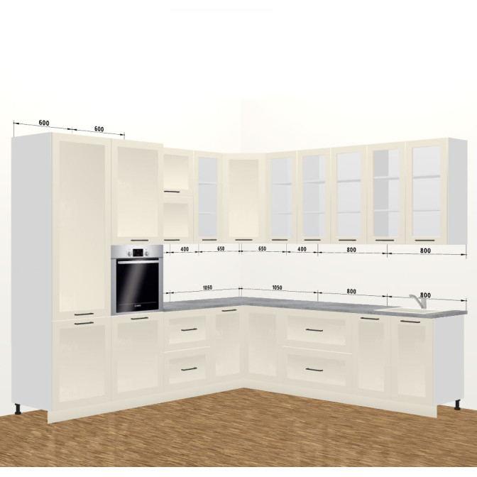 Кухня Вінтаж 4,2 м 900 Вітрина Стандарт MiroMark