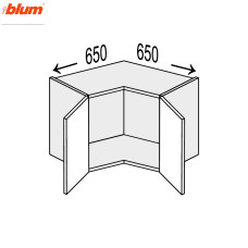 Кухонная секция Мери верхняя Угол В 90° 650х650/450 2дв Pro Blum MR-391W/9003gl MiroMark