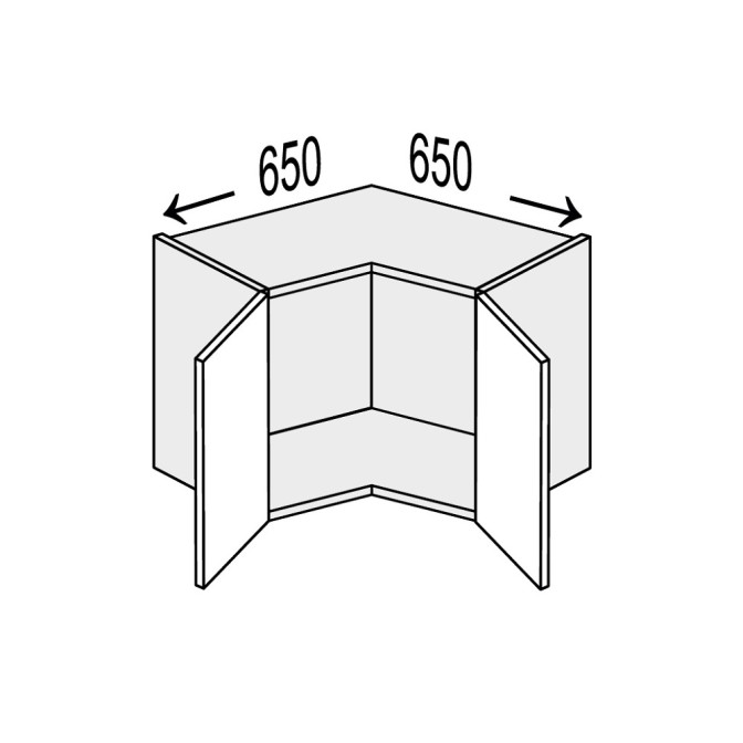 Кухонна секція Валенсія верхня Кут В 90° 650х650/360 2дв VL-190W/9003 MiroMark
