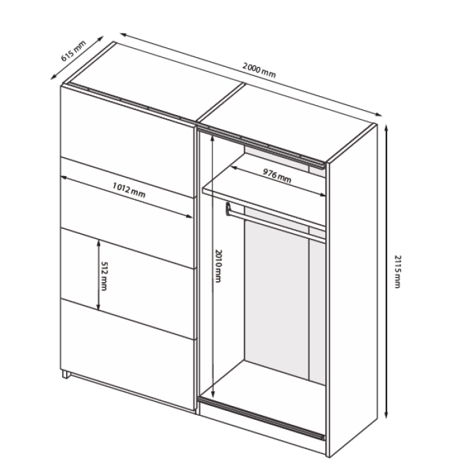 Шафа-купе 2000*2100 Місяць / Luna Дуб Крафт - Мат Лава MiroMark LN-20-LV