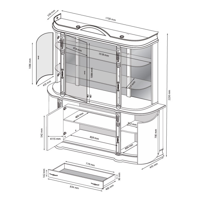 Сервант 4Дв Чикаго / Chicago Радика Беж MiroMark CH-14-RB/WB