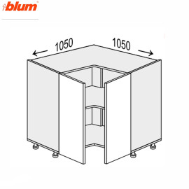 Кухонная секция нижняя Миллениум Угол Н 90° 1050х1050/820 2дв Pro Blum ML-097W/9003 MiroMark