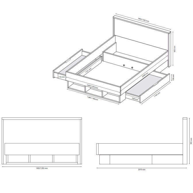 Ліжко Асті Джуніор з ящиками для білизни MiroMark купити