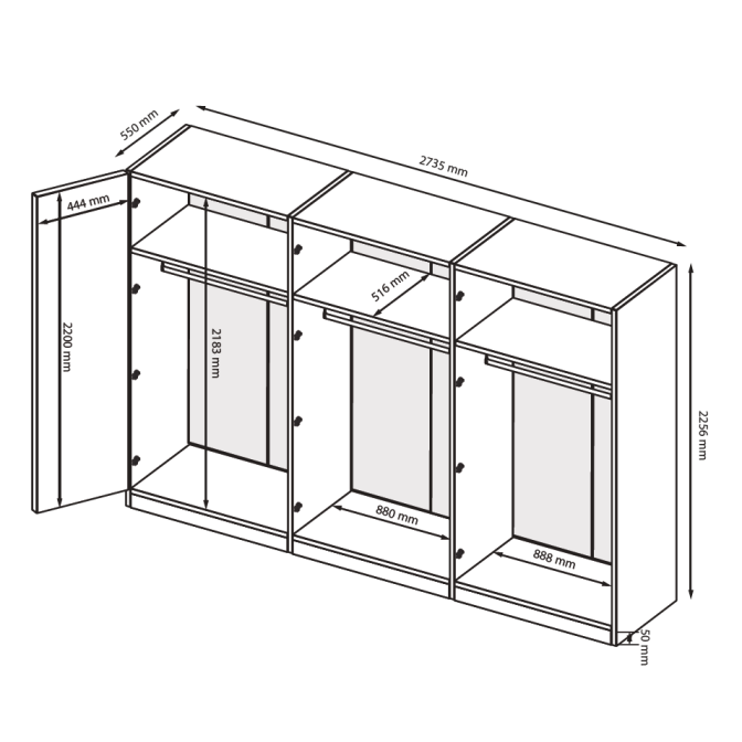 Шкаф Империя 6дв без зеркала MiroMark купить