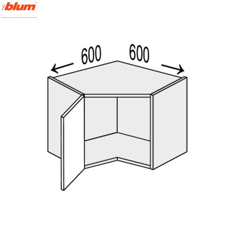 Кухонная секция Винтаж верхняя Угол В 45° 600х600/360 1дв Pro Blum VN-193W/9003 MiroMark Кухонная секция Винтаж верхняя Угол В 45° 600х600/360 1дв Pro Blum VN-193W/9003 MiroMark