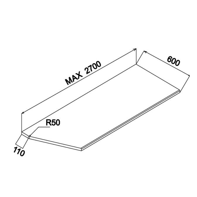 Столешница для кухни скошенная с одной стороны 28 мм MiroMark купить