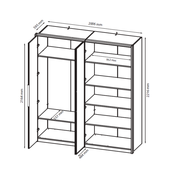 Шкаф 4Дв Лука / Lucca Глянец Белый - Мат Антрацит MiroMark LC-14-WB
