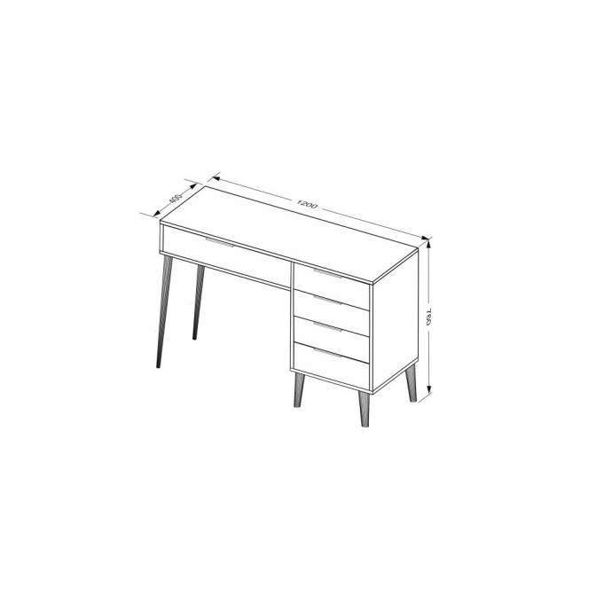 Столик туалетний 5Ящ Олівія / Olivia Глянець Білий - Кремона Дуб MiroMark OV-75-WB