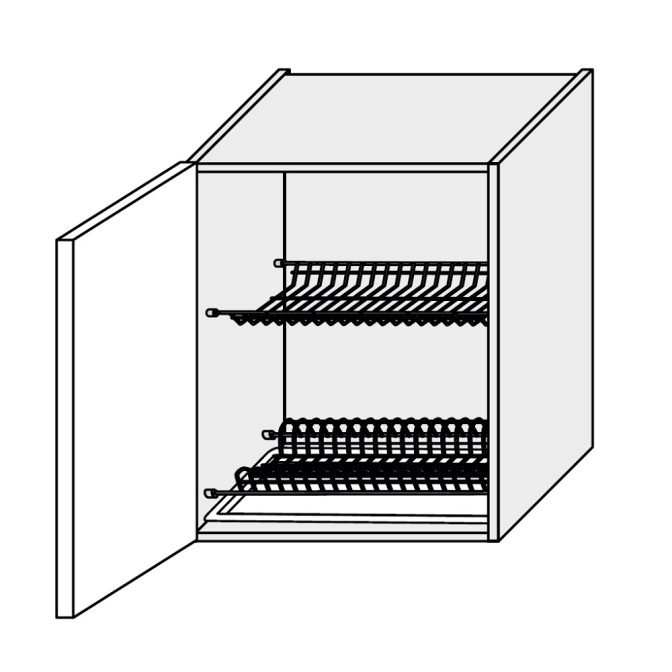 Кухонная секция Глори верхняя 60ВС/720 1дв Сушка GL-470W/01 MiroMark 